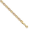 14K with White and Rose Rhodium 5.0mm Diamond-cut Fancy 7.25 inch Bracelet, 7.25 x 5 mm