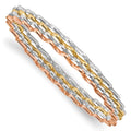 14K Tri-color Polished 4 Wavy Slip-On Bangle, 8.2 mm