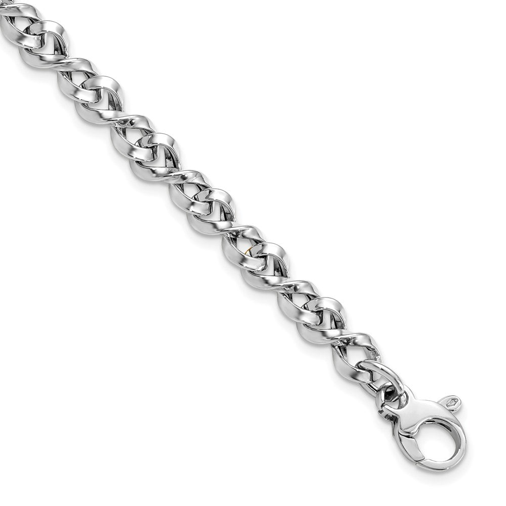 14K White Gold Polished 6.0mm Fancy Twisted Link 7.5 inch Bracelet, 7.5 x 6 mm