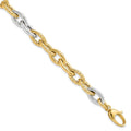 14K Two-tone Polished 8.0mm Fancy Link 7.5 inch Bracelet, 7.5 x 8 mm
