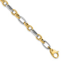 14K Two-tone Polished 5.0mm Fancy Link 7.5 inch Bracelet, 7.5 x 5 mm