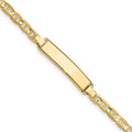 14k Polished Solid Chain/Solid Plate Anchor Link 19.5x4.5mm Plate 7 inch ID Bracelet, 7 x 4.5 mm