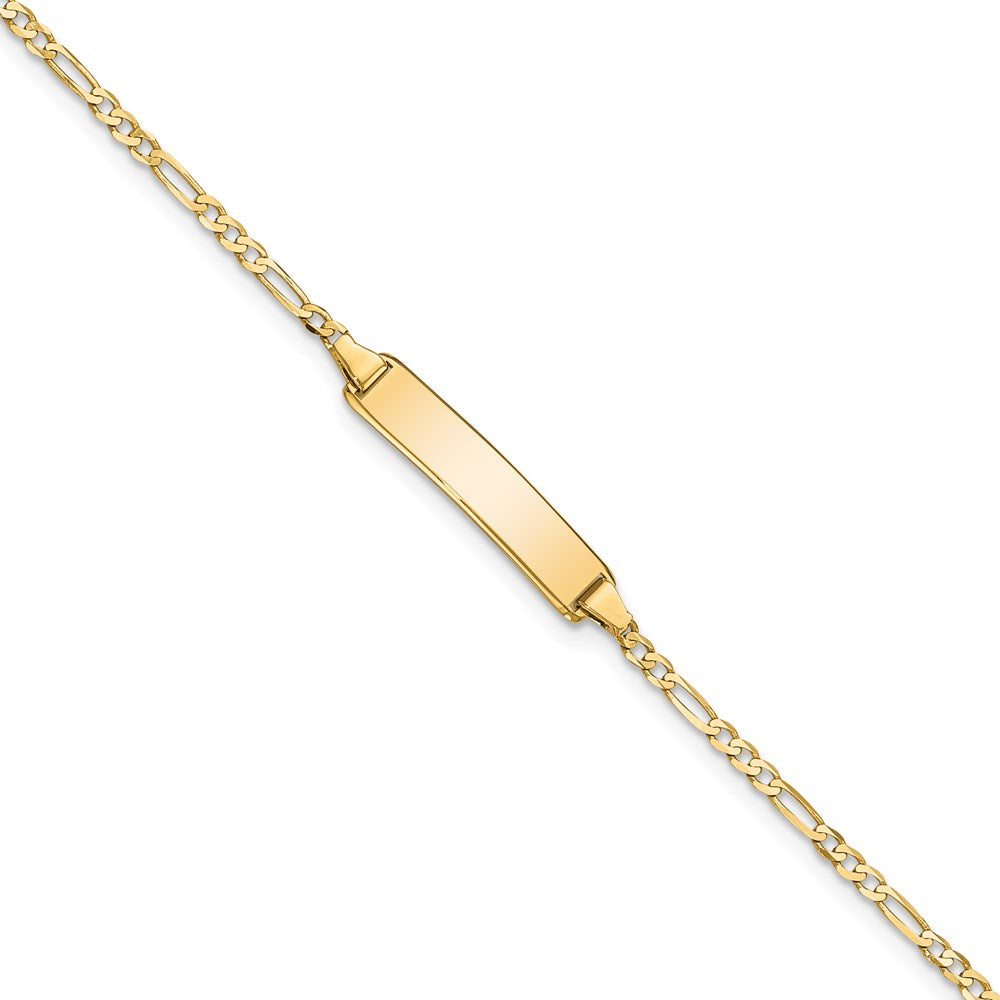 14k Polished Solid Chain/Solid Plate Flat Figaro Link 19.5x4.5mm Plate 7 inch ID Bracelet, 7 x 4.5 mm