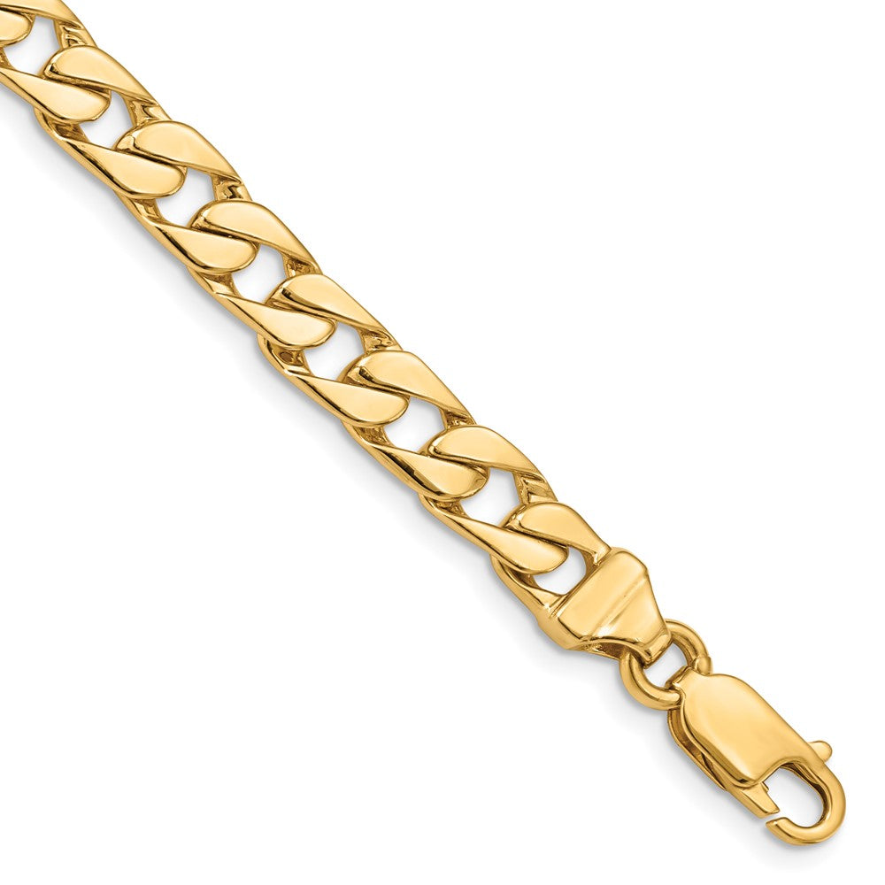 14K 8 inch 6.5mm Hand Polished Fancy Link with Lobster Clasp Bracelet, 1 x 6.5 mm