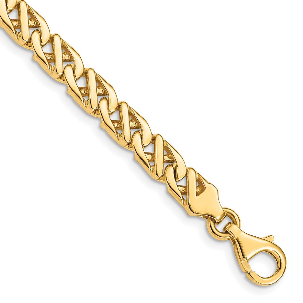 14K 8 inch 6.1mm Hand Polished Fancy Link with Fancy Lobster Clasp Bracelet, 1 x 6.1 mm