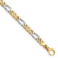 14K Two-tone 8 inch 6.1mm Hand Polished Fancy Link with Fancy Lobster Clasp Bracelet, 1 x 6.1 mm