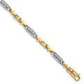 14k Two-tone 8.75 inch 4.6mm Hand Polished Fancy Link with Lobster Clasp Bracelet, 1 x 4.6 mm
