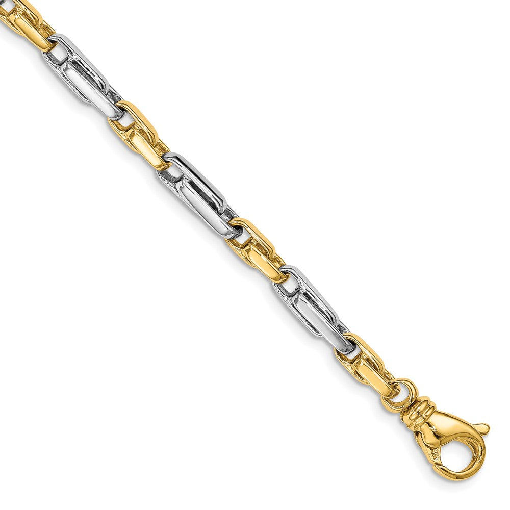 14K Two-tone 8.5 inch 5mm Hand Polished Fancy Link with Fancy Lobster Clasp Bracelet, 1 x 5 mm
