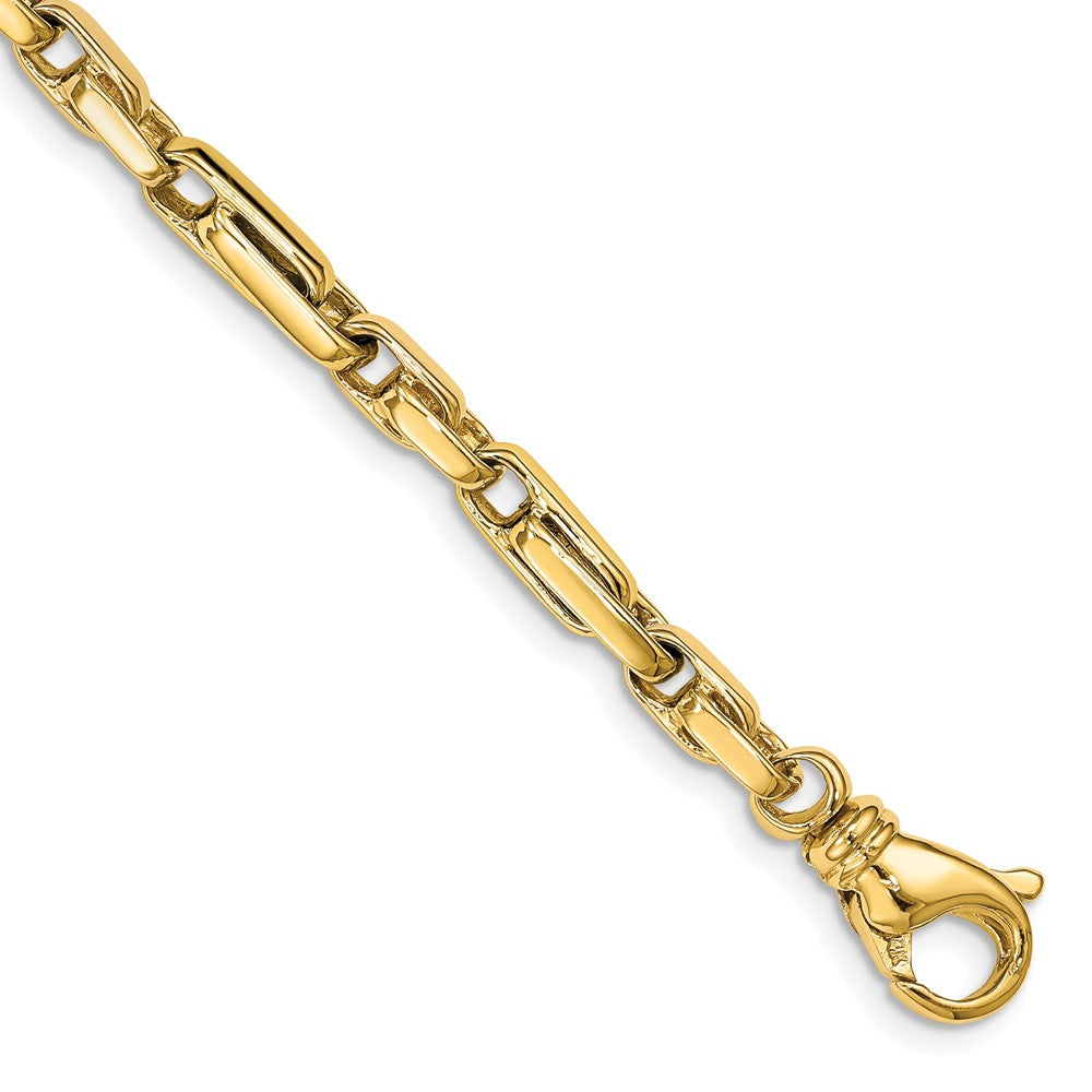 14K 8.5 inch 5mm Hand Polished Fancy Link with Fancy Lobster Clasp Bracelet, 8.5 x 5 mm