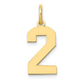 14k Medium Polished Number 2 Charm, 16.13 x 8.21 mm