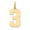 14k Medium Polished Number 3 Charm, 16.13 x 8.22 mm