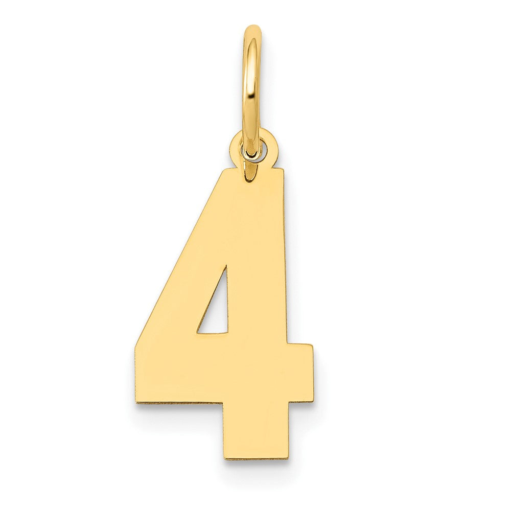 14k Medium Polished Number 4 Charm, 16.13 x 8.21 mm