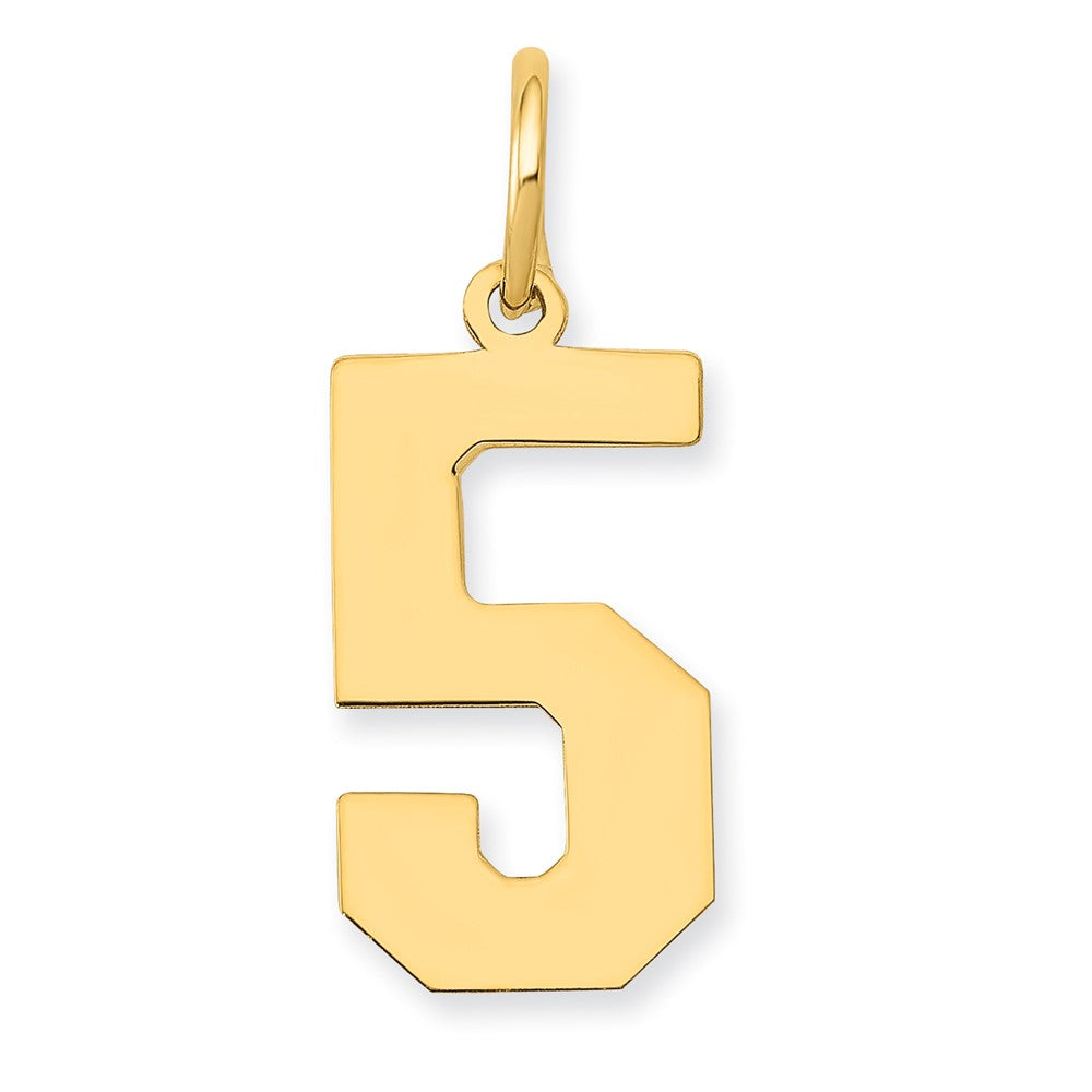 14k Medium Polished Number 5 Charm, 16.13 x 8.15 mm
