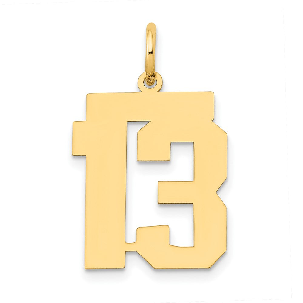 14k Medium Polished Number 13 Charm, 0.68 g