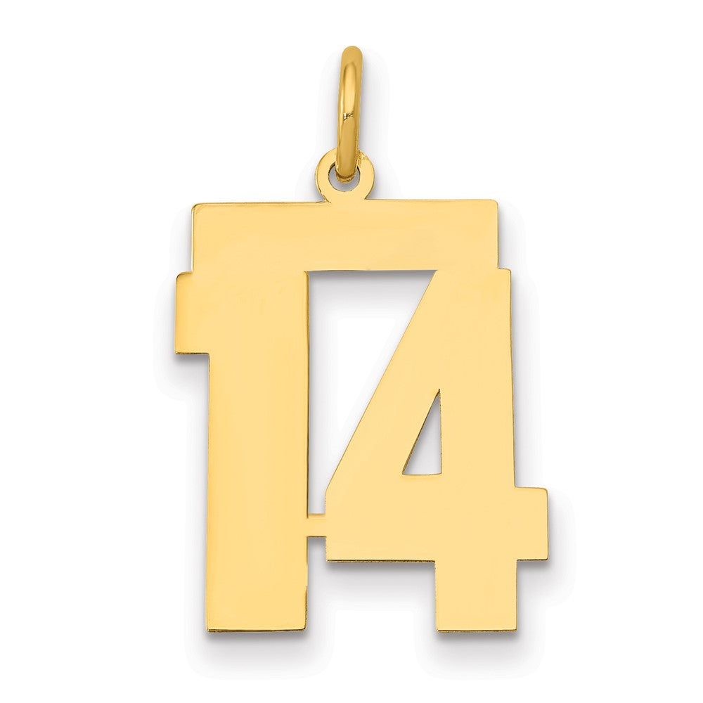 14k Medium Polished Number 14 Charm, 0.66 g