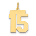 14k Medium Polished Number 15 Charm, 0.7 g
