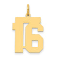 14k Medium Polished Number 16 Charm, 0.72 g