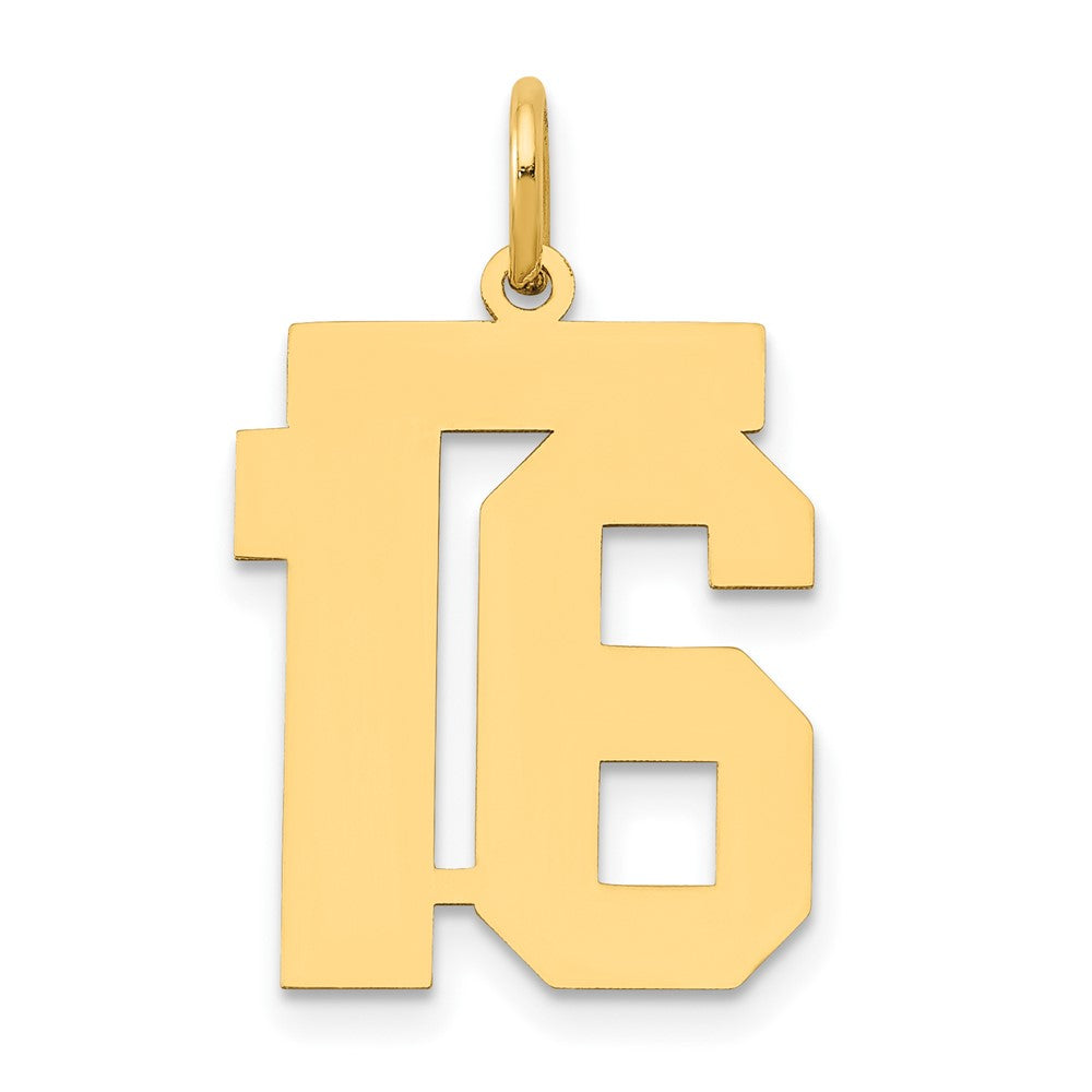 14k Medium Polished Number 16 Charm, 0.72 g