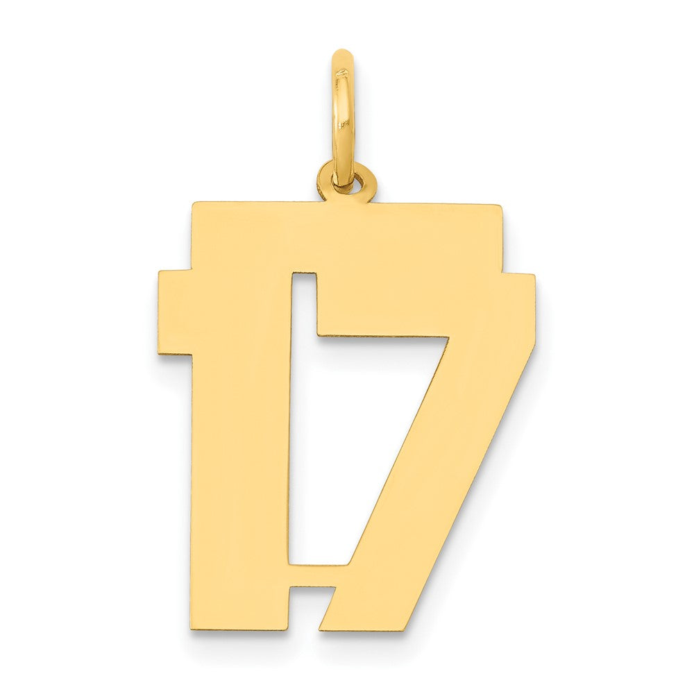 14k Medium Polished Number 17 Charm, 0.62 g