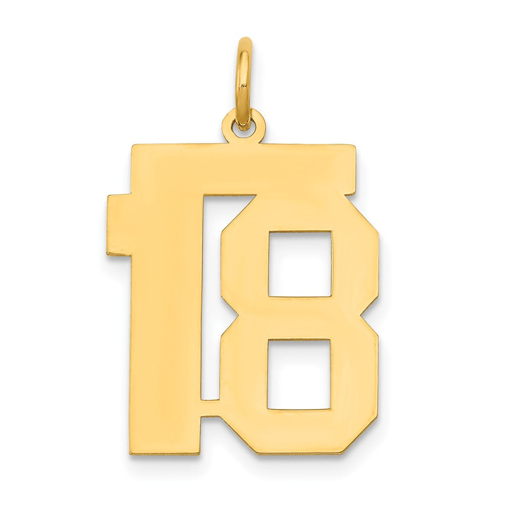 14k Medium Polished Number 18 Charm, 0.71 g