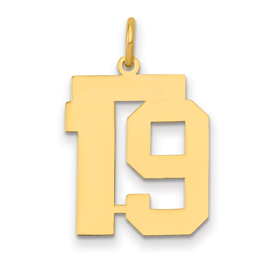 14k Medium Polished Number 19 Charm, 0.7 g