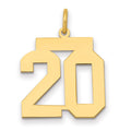 14k Medium Polished Number 20 Charm, 0.91 g