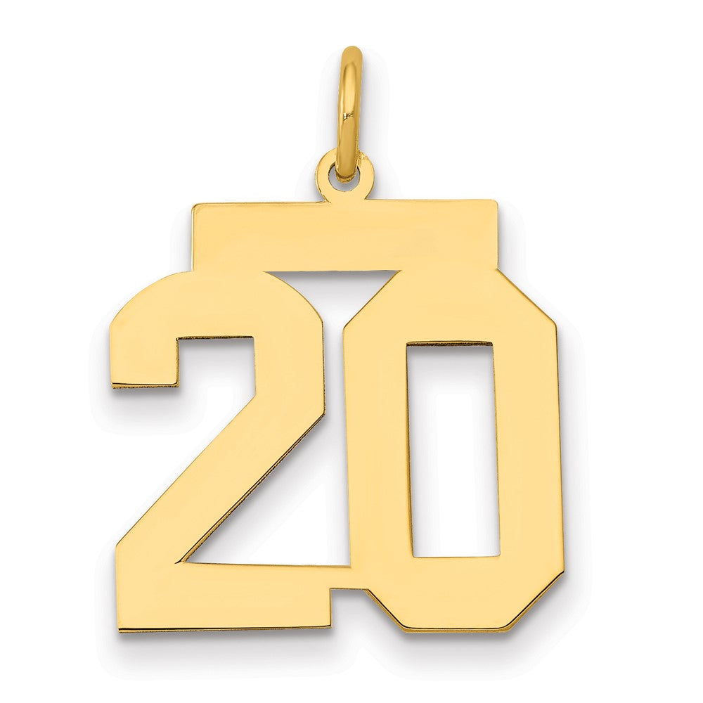 14k Medium Polished Number 20 Charm, 0.91 g