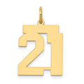 14k Medium Polished Number 21 Charm, 0.67 g