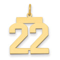 14k Medium Polished Number 22 Charm, 0.75 g