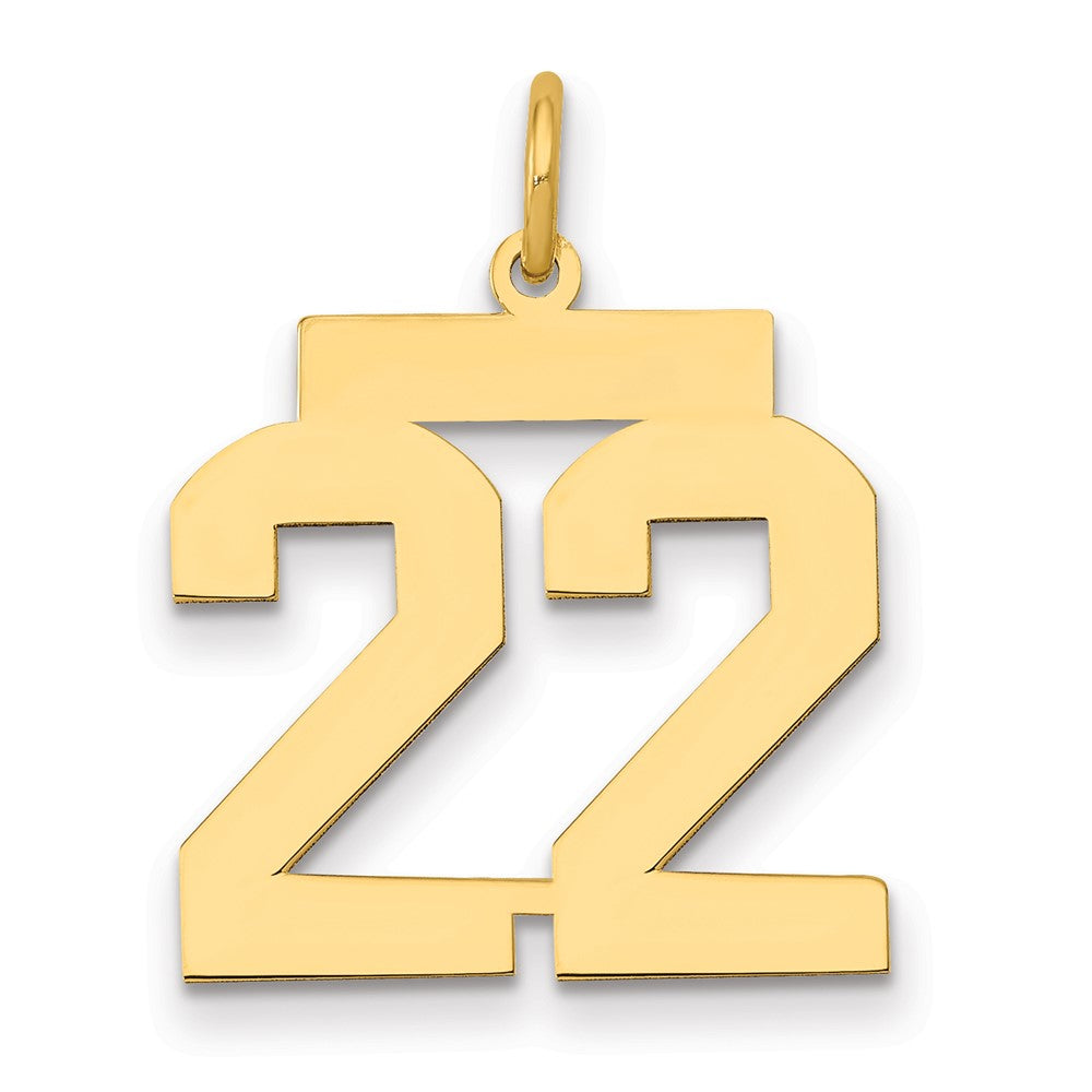 14k Medium Polished Number 22 Charm, 0.75 g