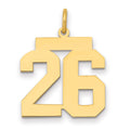 14k Medium Polished Number 26 Charm, 0.8 g