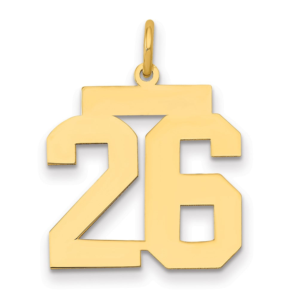 14k Medium Polished Number 26 Charm, 0.8 g