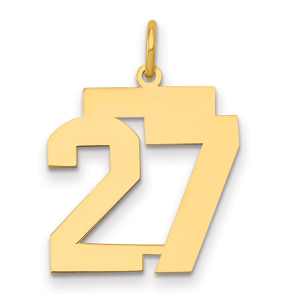 14k Medium Polished Number 27 Charm, 0.69 g