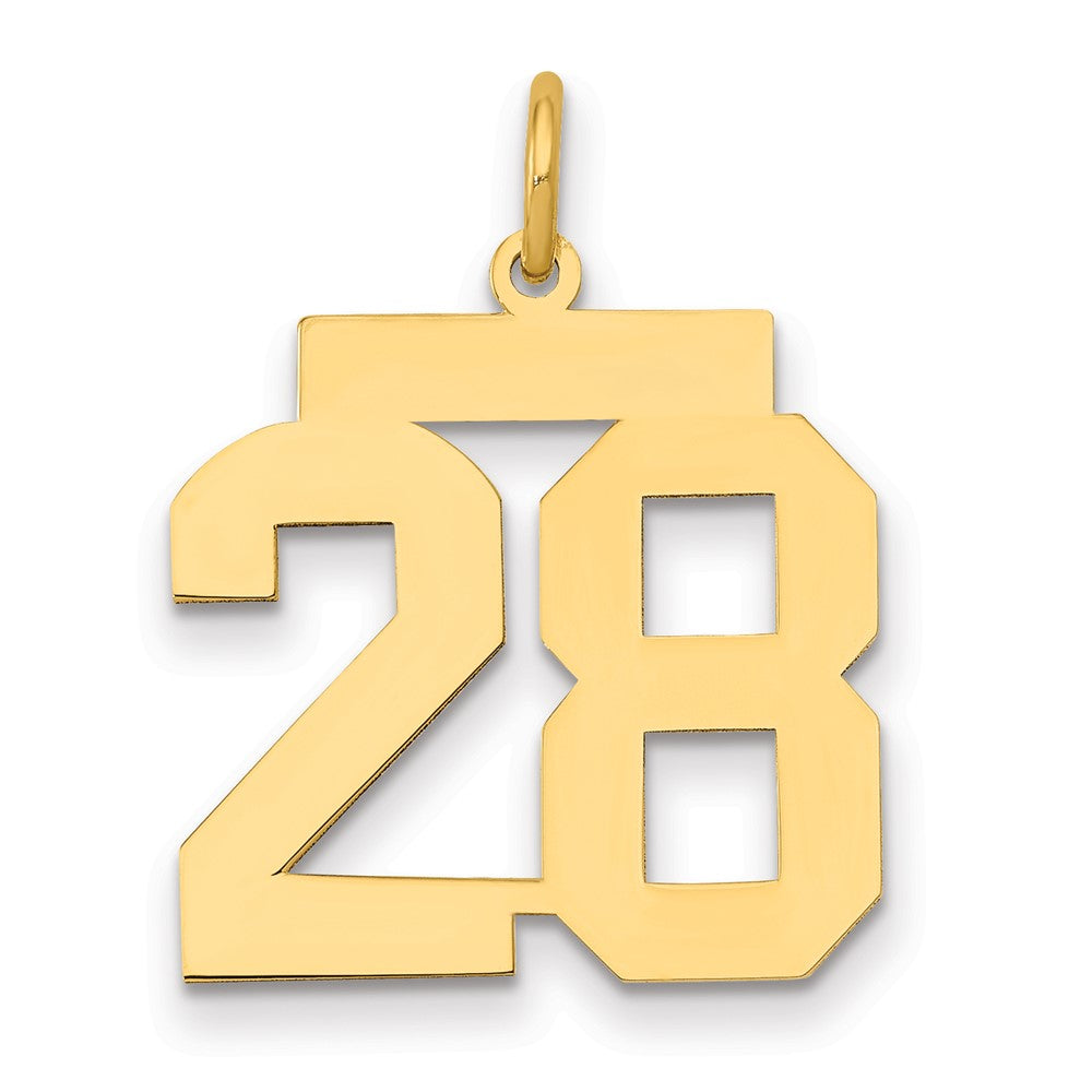 14k Medium Polished Number 28 Charm, 0.79 g