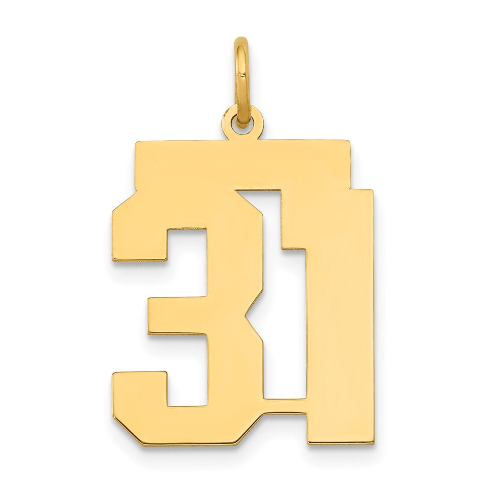 14k Medium Polished Number 31 Charm, 0.68 g