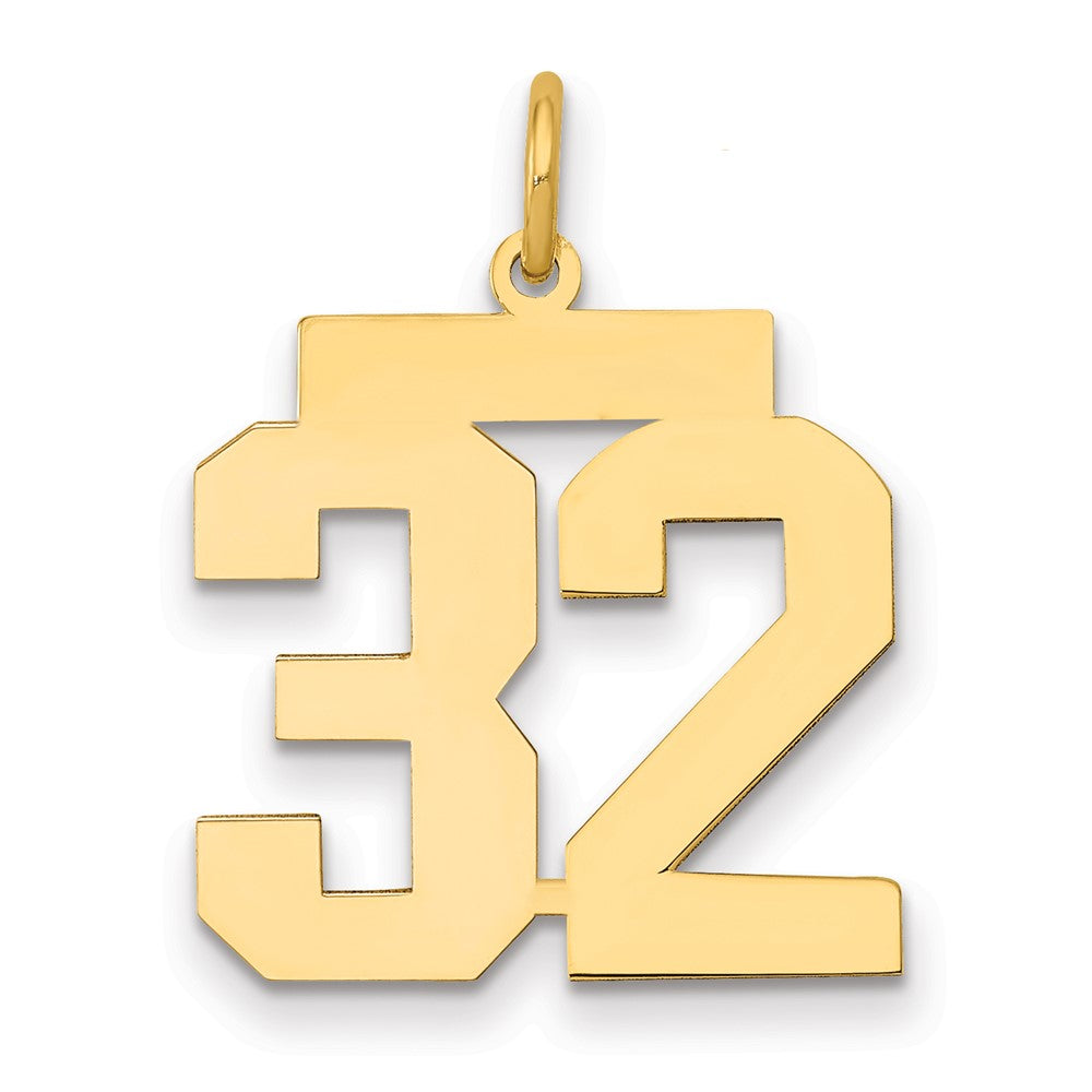 14k Medium Polished Number 32 Charm, 0.76 g