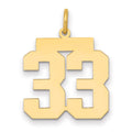 14k Medium Polished Number 33 Charm, 0.77 g