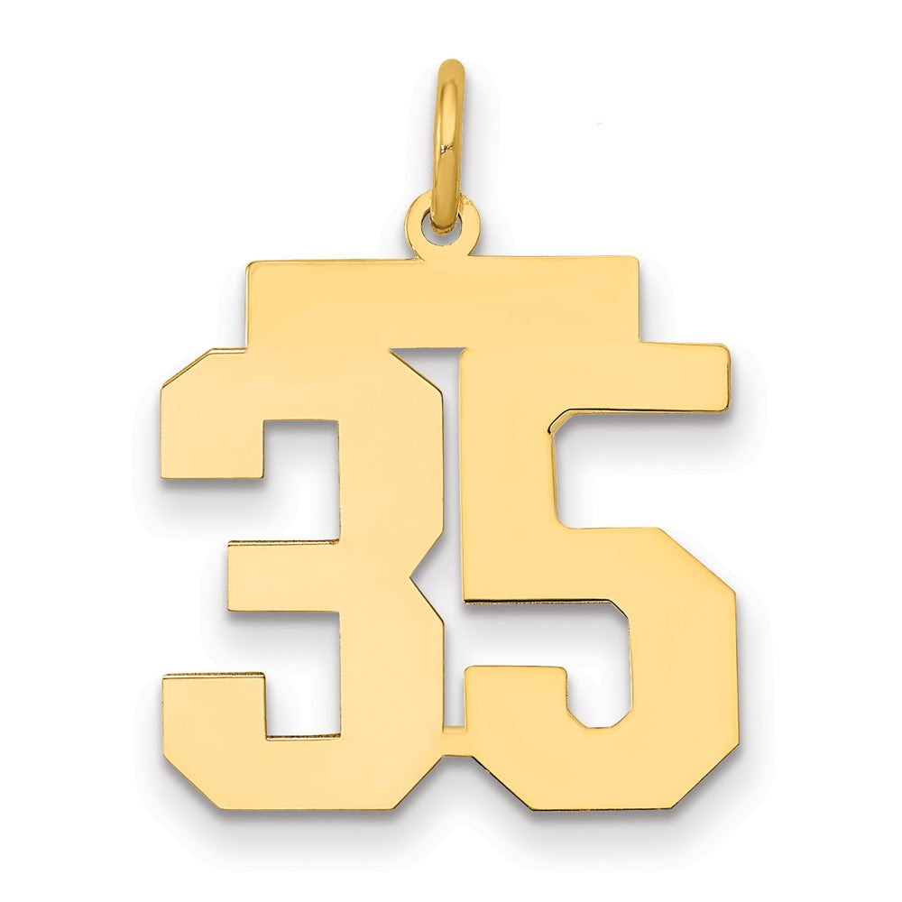 14k Medium Polished Number 35 Charm, 0.79 g