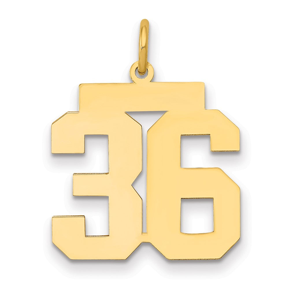 14k Medium Polished Number 36 Charm, 0.81 g