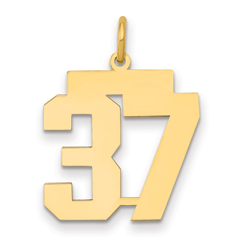 14k Medium Polished Number 37 Charm, 0.7 g