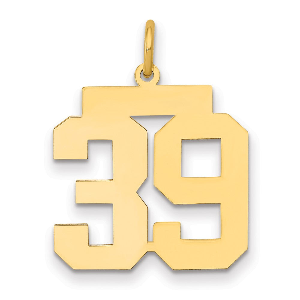 14k Medium Polished Number 39 Charm, 0.79 g