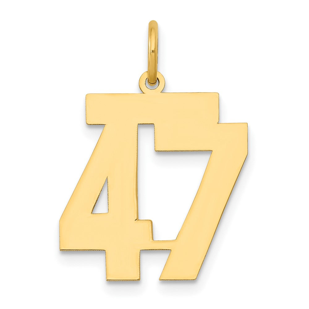14k Medium Polished Number 47 Charm, 0.67 g