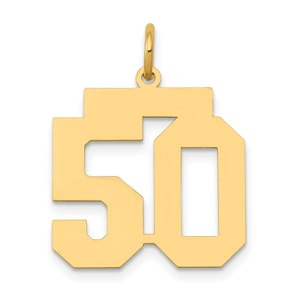 14k Medium Polished Number 50 Charm, 0.94 g