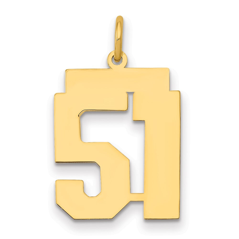 14k Medium Polished Number 51 Charm, 0.7 g
