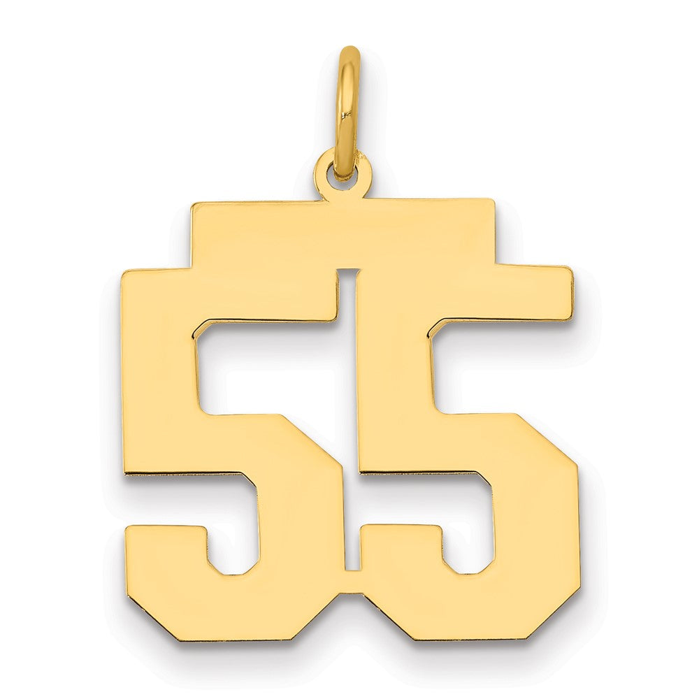 14k Medium Polished Number 55 Charm, 0.81 g
