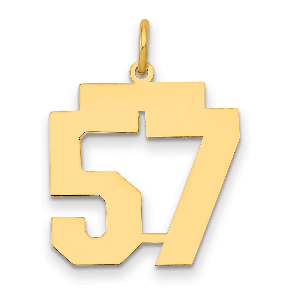 14k Medium Polished Number 57 Charm, 0.72 g