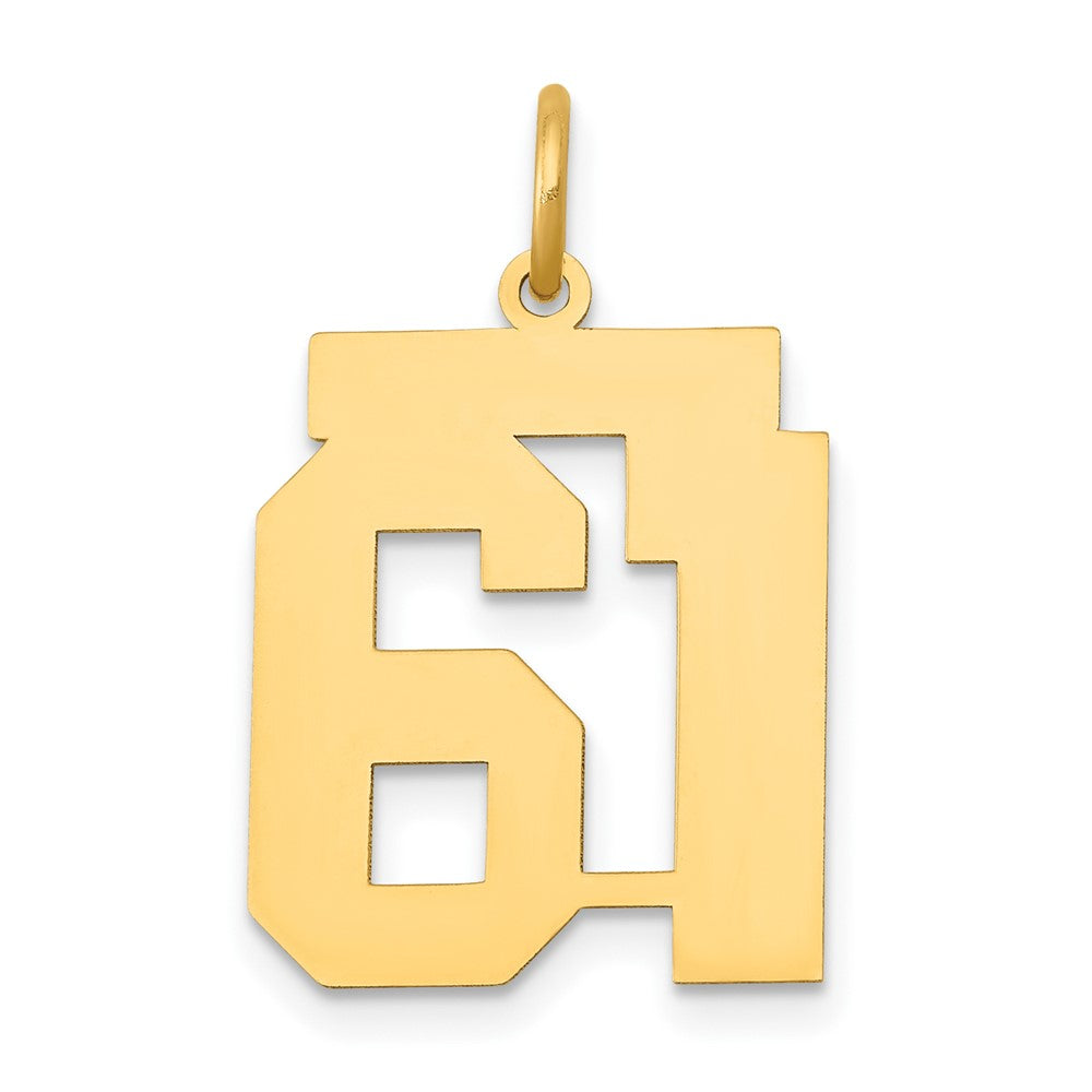 14k Medium Polished Number 61 Charm, 0.72 g
