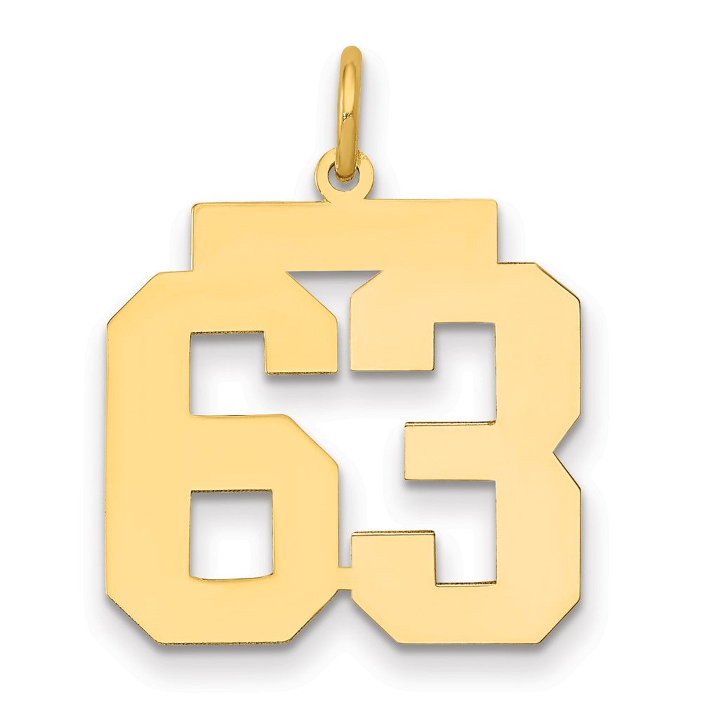 14k Medium Polished Number 63 Charm, 0.81 g