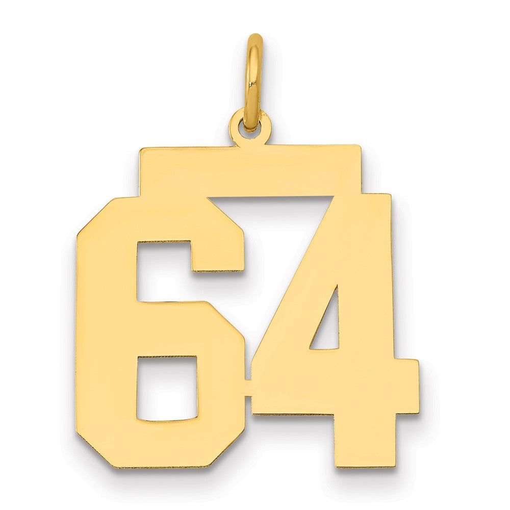 14k Medium Polished Number 64 Charm, 0.78 g