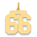 14k Medium Polished Number 66 Charm, 0.85 g